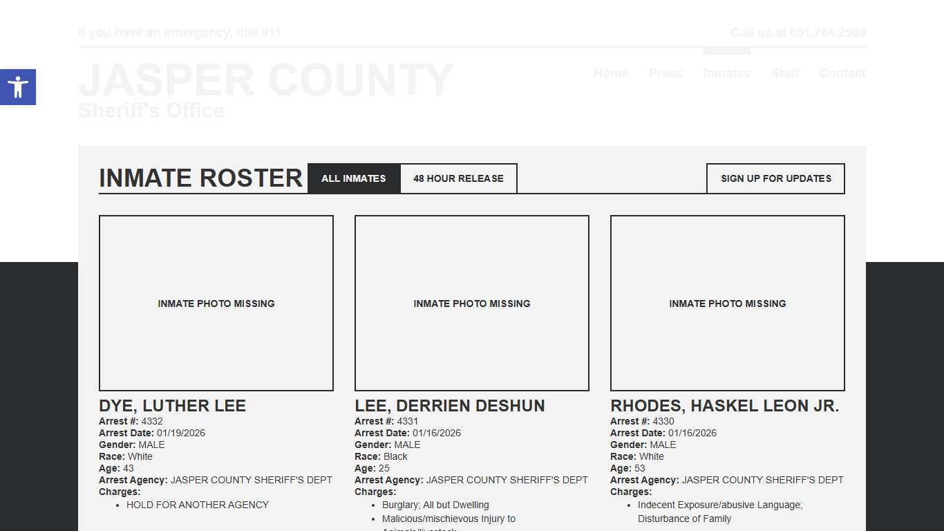 Inmate Roster | Jasper SO