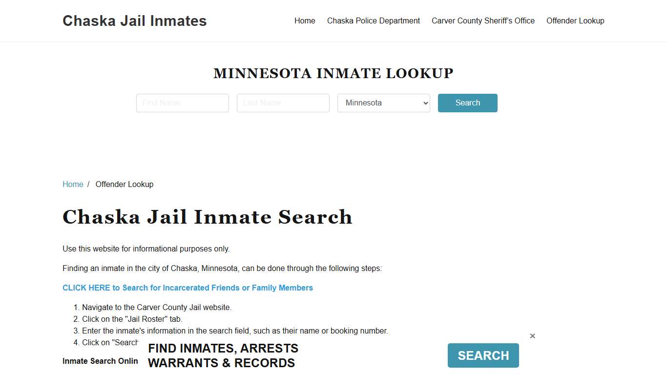 Chaska, MN Detainee Lookup